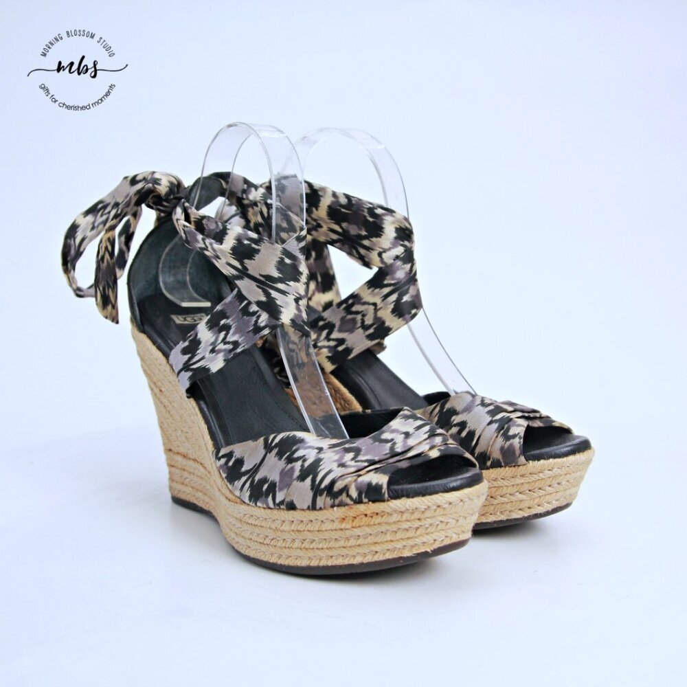 Ugg Lucianna Open Toe Platform Wedge Sandals Blac… - image 2